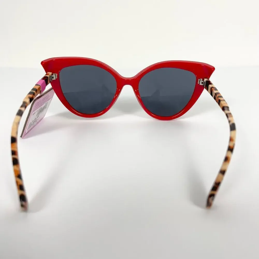 NWT Betsey Johnson Luv Betsy Cat Eye Rockabilly Sunglasses Red Leopard Retro 50s - Picture 3 of 5